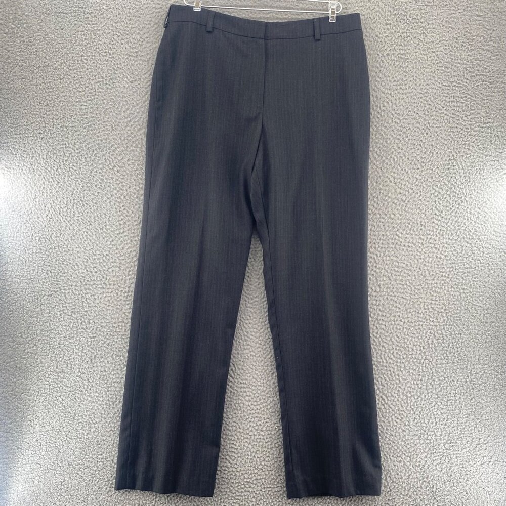 Kasper Pants Womens 12 Gray Pinstripe Pockets Straight Leg Office Career Work